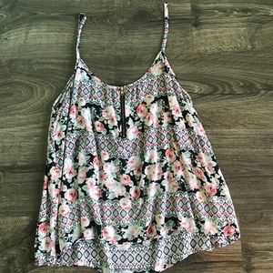 Patterned zip up tank top
